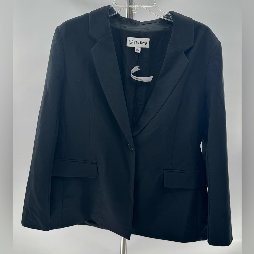 The Drop Blazer Jacket Black NEW Size XL Blake Long Dress Suit Faux Pockets